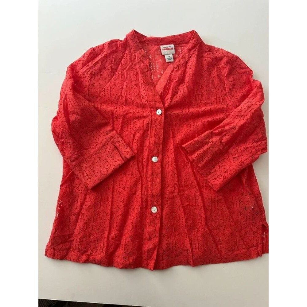 Ruby Rd. Favorites Burnt Coral Lace Blouse